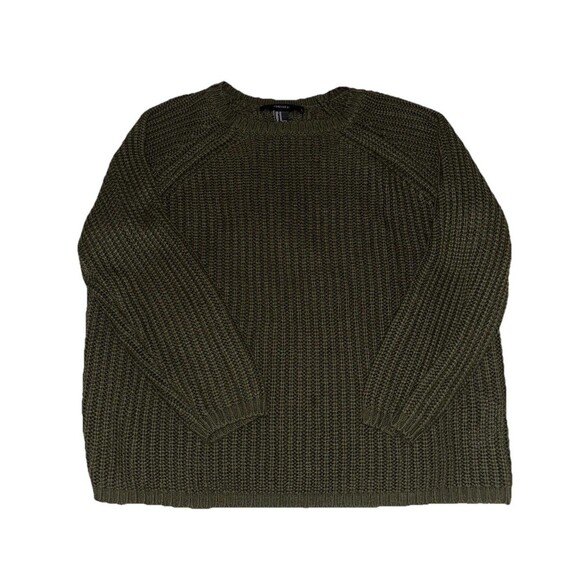 Forever 21 Olive Green Knitted Sweater Women’s Medium Perfect For Fall Cozy - Picture 1 of 6